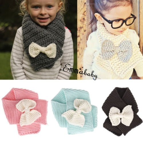 Black Knitted Baby Boys Girls Scarf Warm Autumn Winter Toddler Scarves Cotton